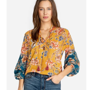 Johnny Was Effortless Peasant Blouse in Multi Floral Print size XS